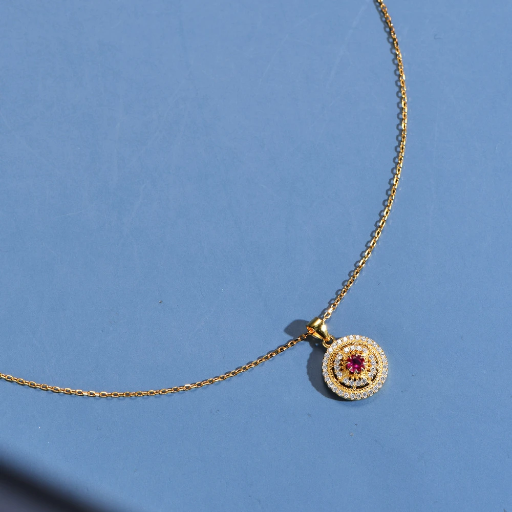 Simple Style Round Sterling Silver Hollow Out Inlay Zircon Pendant Necklace 5 Simple Style Round Sterling Silver Hollow Out Inlay Zircon Pendant Necklace - Image 3