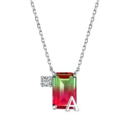 Casual Simple Style Letter Gradient Color Rectangle Sterling Silver Plating Inlay Zircon Pendant Necklace 11 Casual Simple Style Letter Gradient Color Rectangle Sterling Silver Plating Inlay Zircon Pendant Necklace -Cheap Jewelry Store 1645671922576527360