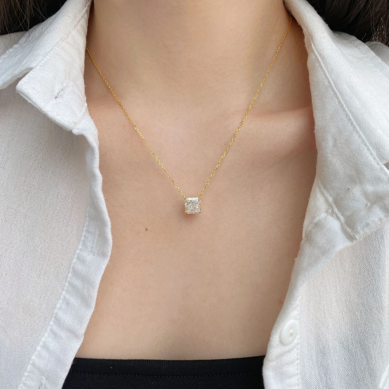 Simple Style Shiny Square Sterling Silver Plating Inlay Zircon Necklace 7 Simple Style Shiny Square Sterling Silver Plating Inlay Zircon Necklace - Image 5