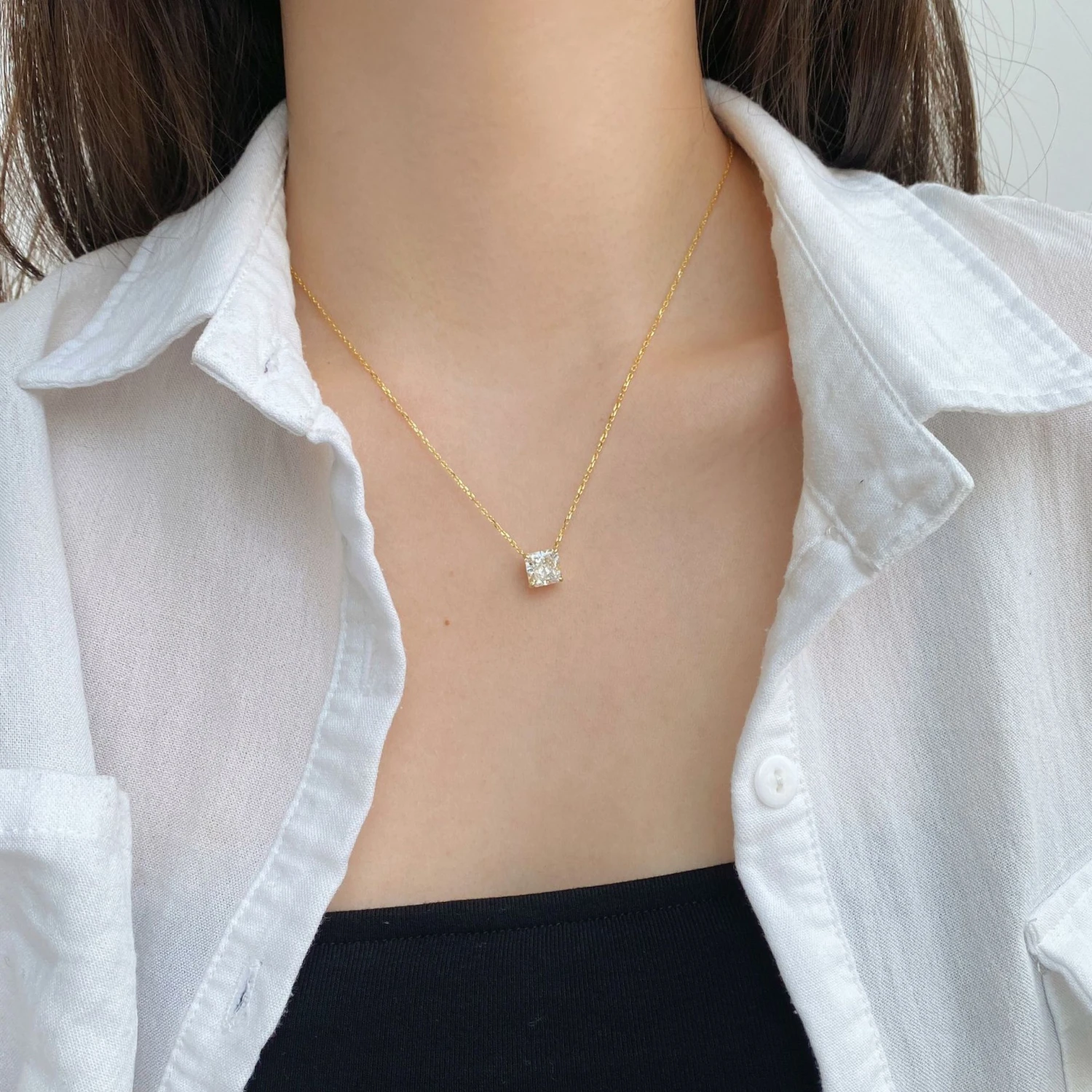 Simple Style Shiny Square Sterling Silver Plating Inlay Zircon Necklace 6 Simple Style Shiny Square Sterling Silver Plating Inlay Zircon Necklace - Image 4