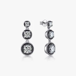 1 Pair INS Style Vintage Style Round Sterling Silver Plating Inlay Zircon Drop Earrings -Cheap Jewelry Store 1646050825824505856