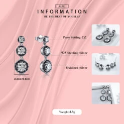 1 Pair INS Style Vintage Style Round Sterling Silver Plating Inlay Zircon Drop Earrings -Cheap Jewelry Store 1646050826319433728