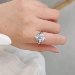 Baroque Style Geometric Sterling Silver Plating Inlay Artificial Gemstones Rings -Cheap Jewelry Store 1647881858433814528