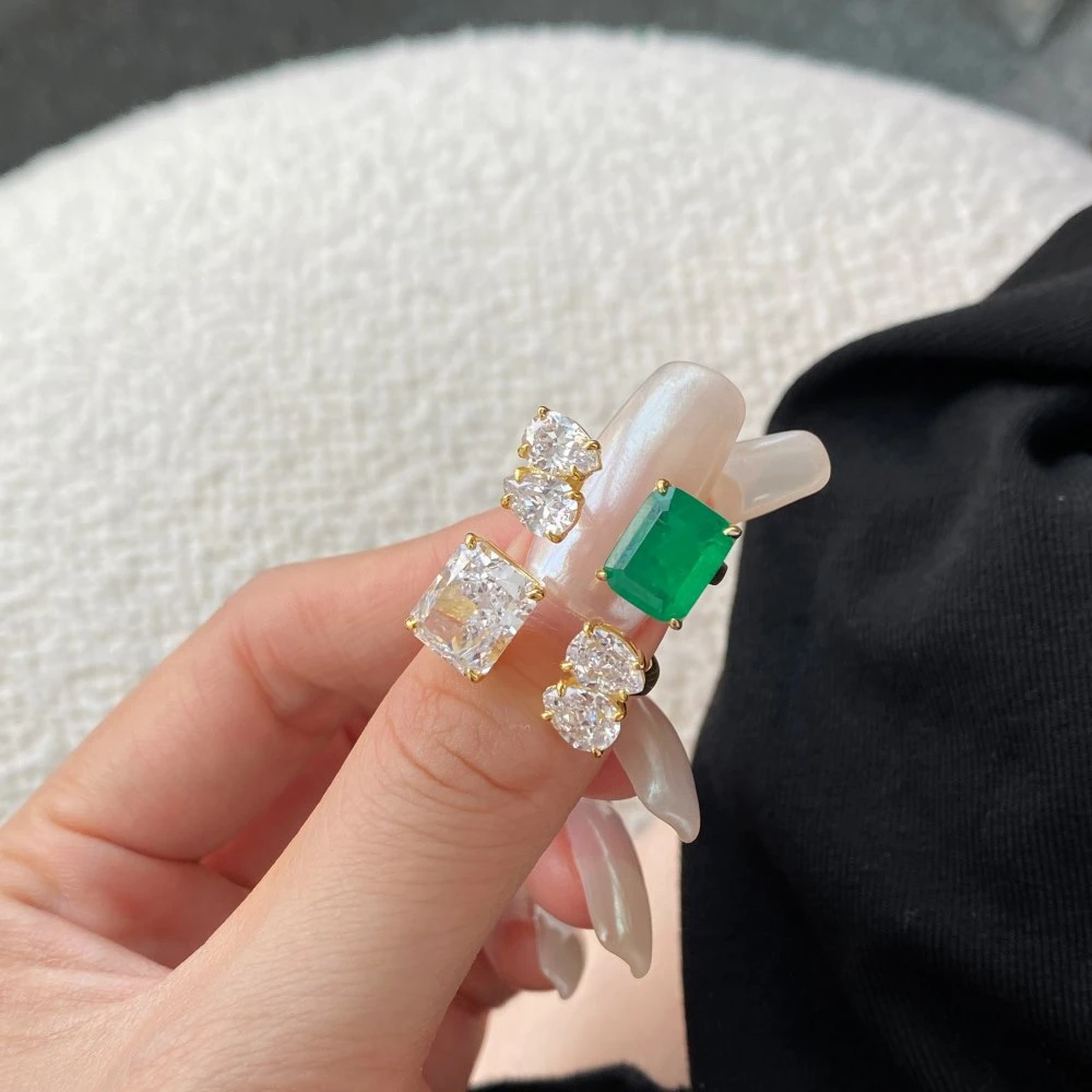 Elegant Classic Style Geometric Sterling Silver Plating Inlay Zircon Open Ring 5 Elegant Classic Style Geometric Sterling Silver Plating Inlay Zircon Open Ring - Image 3