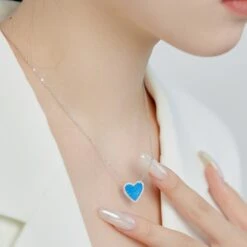 Lady Heart Shape Sterling Silver Inlay Zircon Pendant Necklace -Cheap Jewelry Store 1648508128137973760 1