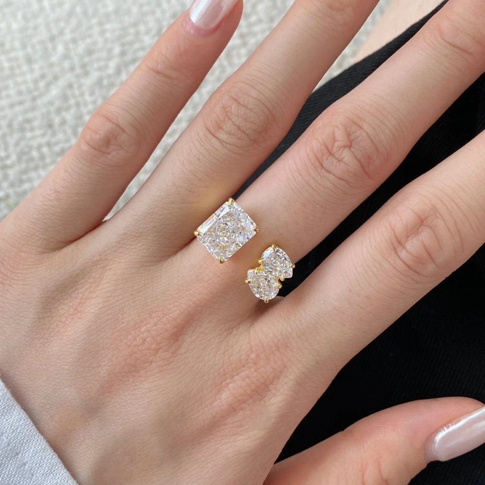 Elegant Classic Style Geometric Sterling Silver Plating Inlay Zircon Open Ring 3 Elegant Classic Style Geometric Sterling Silver Plating Inlay Zircon Open Ring