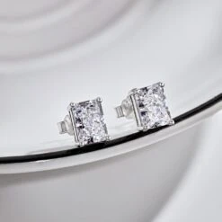 1 Pair Casual Simple Style Rectangle Sterling Silver Plating Inlay Zircon Ear Studs 11 1 Pair Casual Simple Style Rectangle Sterling Silver Plating Inlay Zircon Ear Studs -Cheap Jewelry Store 1648564776667844608 1