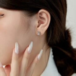 1 Pair Casual Simple Style Rectangle Sterling Silver Plating Inlay Zircon Ear Studs 8 1 Pair Casual Simple Style Rectangle Sterling Silver Plating Inlay Zircon Ear Studs -Cheap Jewelry Store 1648564782879608832