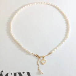 Elegant Baroque Style Heart Shape Beaded Freshwater Pearl Titanium Steel Plating 18K Gold Plated Pendant Necklace -Cheap Jewelry Store 1648639954345136128