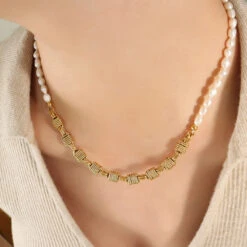 Elegant Baroque Style Color Block Freshwater Pearl Copper Beaded Plating 18K Gold Plated Necklace -Cheap Jewelry Store 1648648739650408448
