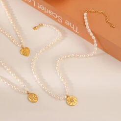 Elegant Retro Sun Flower Butterfly Freshwater Pearl Brass Pendant Necklace In Bulk -Cheap Jewelry Store 1648858627890614272