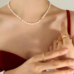 Elegant Baroque Style Round Freshwater Pearl Titanium Steel Beaded Plating 18K Gold Plated Necklace -Cheap Jewelry Store 1648970047089152000