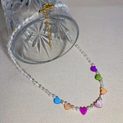 Sweet Heart Shape Stainless Steel Freshwater Pearl Shell Beaded 18K Gold Plated Necklace -Cheap Jewelry Store 1650399526185472000