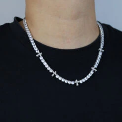 Hip-Hop Cross Copper Inlay Zircon Long Necklace -Cheap Jewelry Store 1650707182024527872