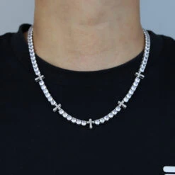 Hip-Hop Cross Copper Inlay Zircon Long Necklace -Cheap Jewelry Store 1650707188106268672