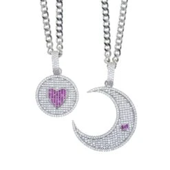 INS Style Sun Moon Heart Shape Copper Inlay Rhinestones Pendant Necklace -Cheap Jewelry Store 1651068707046297600 1