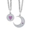 INS Style Sun Moon Heart Shape Copper Inlay Rhinestones Pendant Necklace -Cheap Jewelry Store 1651068707046297600