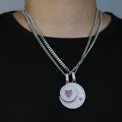 INS Style Sun Moon Heart Shape Copper Inlay Rhinestones Pendant Necklace -Cheap Jewelry Store 1651068713505525760