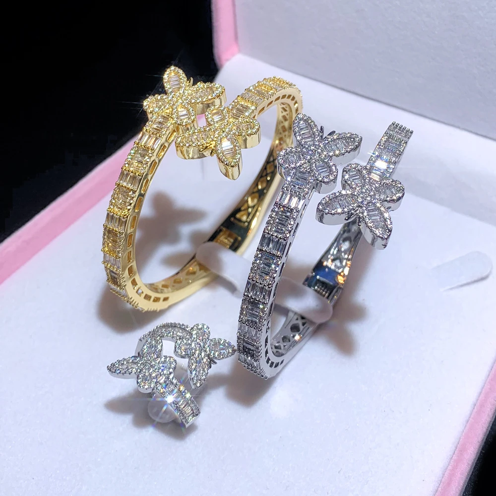Hip-Hop Butterfly Copper Plating Inlay Zircon Bangle 8 Hip-Hop Butterfly Copper Plating Inlay Zircon Bangle - Image 6
