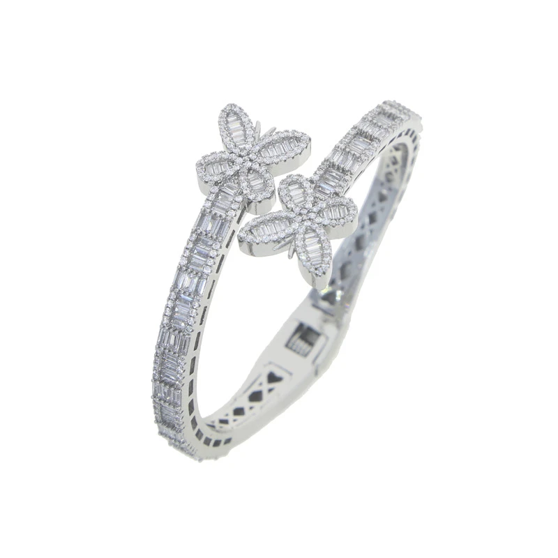 Hip-Hop Butterfly Copper Plating Inlay Zircon Bangle 5 Hip-Hop Butterfly Copper Plating Inlay Zircon Bangle - Image 3