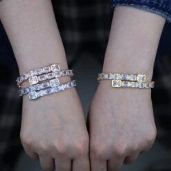 Hip-Hop Rectangle Copper Inlay Zircon Bangle -Cheap Jewelry Store 1651069457386311680