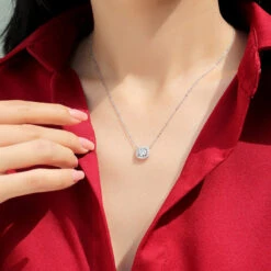 Simple Style Square Sterling Silver Inlay Moissanite Pendant Necklace 9 Simple Style Square Sterling Silver Inlay Moissanite Pendant Necklace -Cheap Jewelry Store 1651138891991879680