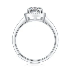 Simple Style Square Sterling Silver Inlay Moissanite Rings -Cheap Jewelry Store 1651139100935327744
