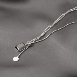 Wholesale Simple Style Streetwear Geometric Sterling Silver Agate Pendant Necklace -Cheap Jewelry Store 1651788683340288000