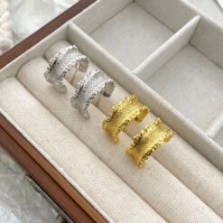 1 Pair Retro C Shape Sterling Silver Pleated Ear Studs -Cheap Jewelry Store 1651788811031678976 1