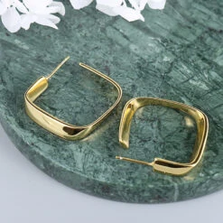 1 Pair Simple Style Square Sterling Silver Plating Hoop Earrings -Cheap Jewelry Store 1651789426591928320 1
