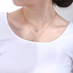 Wholesale Simple Style Devil'S Eye Sterling Silver Rhinestones Layered Necklaces -Cheap Jewelry Store 1652242943597219840