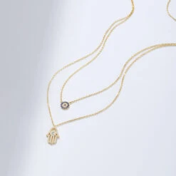 Wholesale Simple Style Devil'S Eye Sterling Silver Rhinestones Layered Necklaces -Cheap Jewelry Store 1652243007614881792