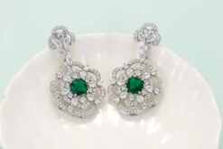 1 Pair Glam Flower Copper Plating Inlay Artificial Gemstones Drop Earrings -Cheap Jewelry Store 1654401546357706752 1