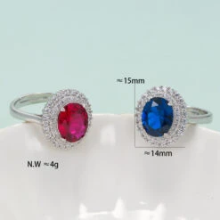 Wholesale Fairy Style Round Sterling Silver Artificial Gemstones Open Ring -Cheap Jewelry Store 1654401547750215680