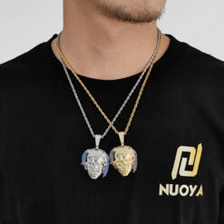 Hip-Hop Human Face Copper Plating Inlay Zircon Gold Plated Pendant Necklace -Cheap Jewelry Store 1655408101874077696