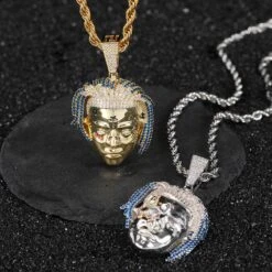 Hip-Hop Human Face Copper Plating Inlay Zircon Gold Plated Pendant Necklace -Cheap Jewelry Store 1655408114654121984 1