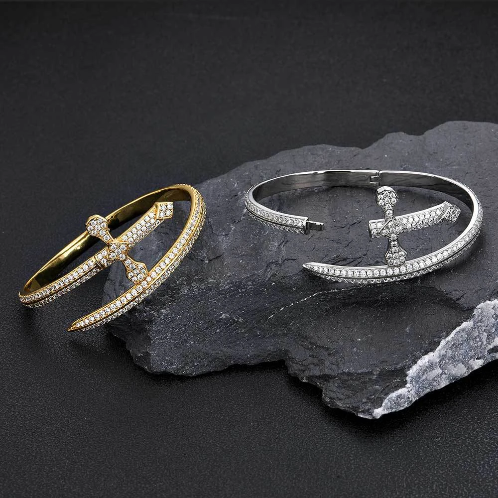 Hip-Hop Geometric Copper Plating Inlay Zircon Gold Plated Bangle 7 Hip-Hop Geometric Copper Plating Inlay Zircon Gold Plated Bangle - Image 5