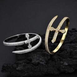Hip-Hop Geometric Copper Plating Inlay Zircon Gold Plated Bangle 8 Hip-Hop Geometric Copper Plating Inlay Zircon Gold Plated Bangle -Cheap Jewelry Store 1655410394249957376
