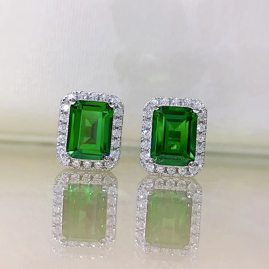 1 Pair Elegant Retro Square Sterling Silver Inlay Zircon Ear Studs 8 1 Pair Elegant Retro Square Sterling Silver Inlay Zircon Ear Studs - Image 6