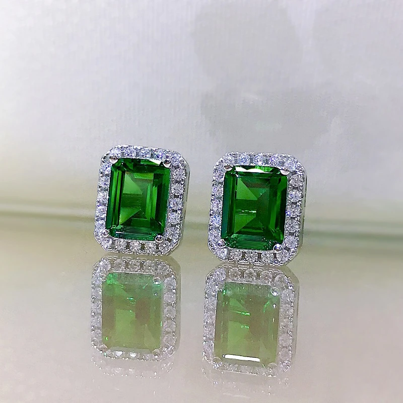 1 Pair Elegant Retro Square Sterling Silver Inlay Zircon Ear Studs 6 1 Pair Elegant Retro Square Sterling Silver Inlay Zircon Ear Studs - Image 4