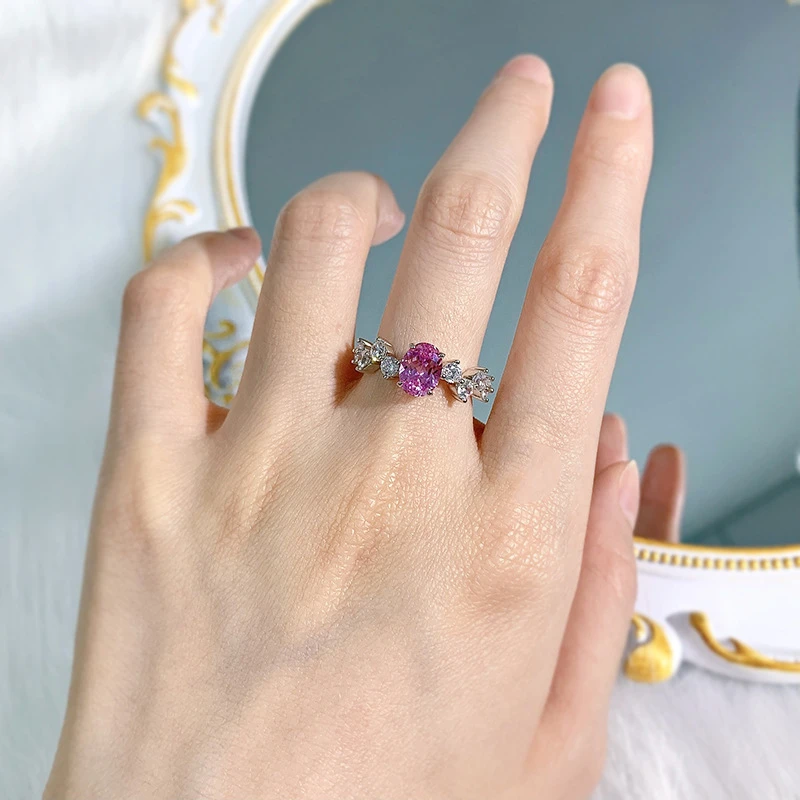 Wholesale Lady Flower Sterling Silver Inlay Zircon Rings 4 Wholesale Lady Flower Sterling Silver Inlay Zircon Rings - Image 2