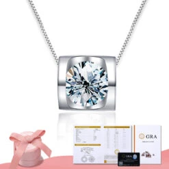 Elegant Lady Square Sterling Silver GRA Plating Inlay Moissanite Pendant Necklace 9 Elegant Lady Square Sterling Silver GRA Plating Inlay Moissanite Pendant Necklace -Cheap Jewelry Store 1655519494459756544
