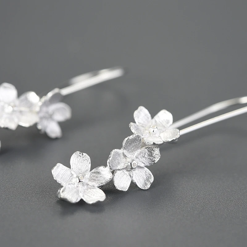 1 Pair Simple Style Flower Sterling Silver Drop Earrings 6 1 Pair Simple Style Flower Sterling Silver Drop Earrings - Image 4