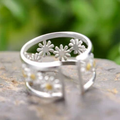 Wholesale Elegant Daisy Sterling Silver Open Ring 8 Wholesale Elegant Daisy Sterling Silver Open Ring -Cheap Jewelry Store 1655520733130002432