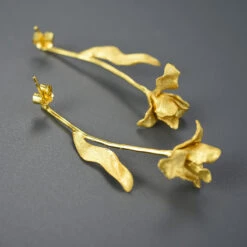 1 Pair Sweet Simple Style Leaf Flower Plating Sterling Silver Drop Earrings -Cheap Jewelry Store 1655521426905632768