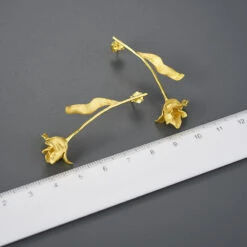 1 Pair Sweet Simple Style Leaf Flower Plating Sterling Silver Drop Earrings -Cheap Jewelry Store 1655521490201874432