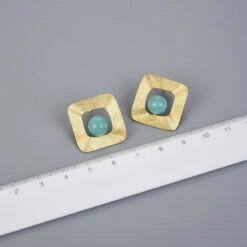 1 Pair Simple Style Square Inlay Sterling Silver Natural Stone Ear Studs -Cheap Jewelry Store 1655521735568658432