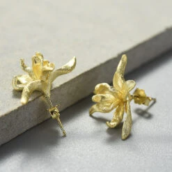 1 Pair Chinoiserie Pastoral Flower Plating Sterling Silver Ear Studs -Cheap Jewelry Store 1655522533723738112