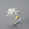 Wholesale Elegant Flower Sterling Silver Plating Open Ring -Cheap Jewelry Store 1655524451271446528