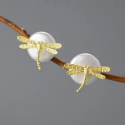 1 Pair Simple Style Dragonfly Plating Freshwater Pearl Sterling Silver Ear Studs -Cheap Jewelry Store 1655524471244722176 1